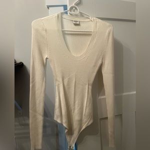 White Abercrombie and fitch long sleeve bodysuit size small